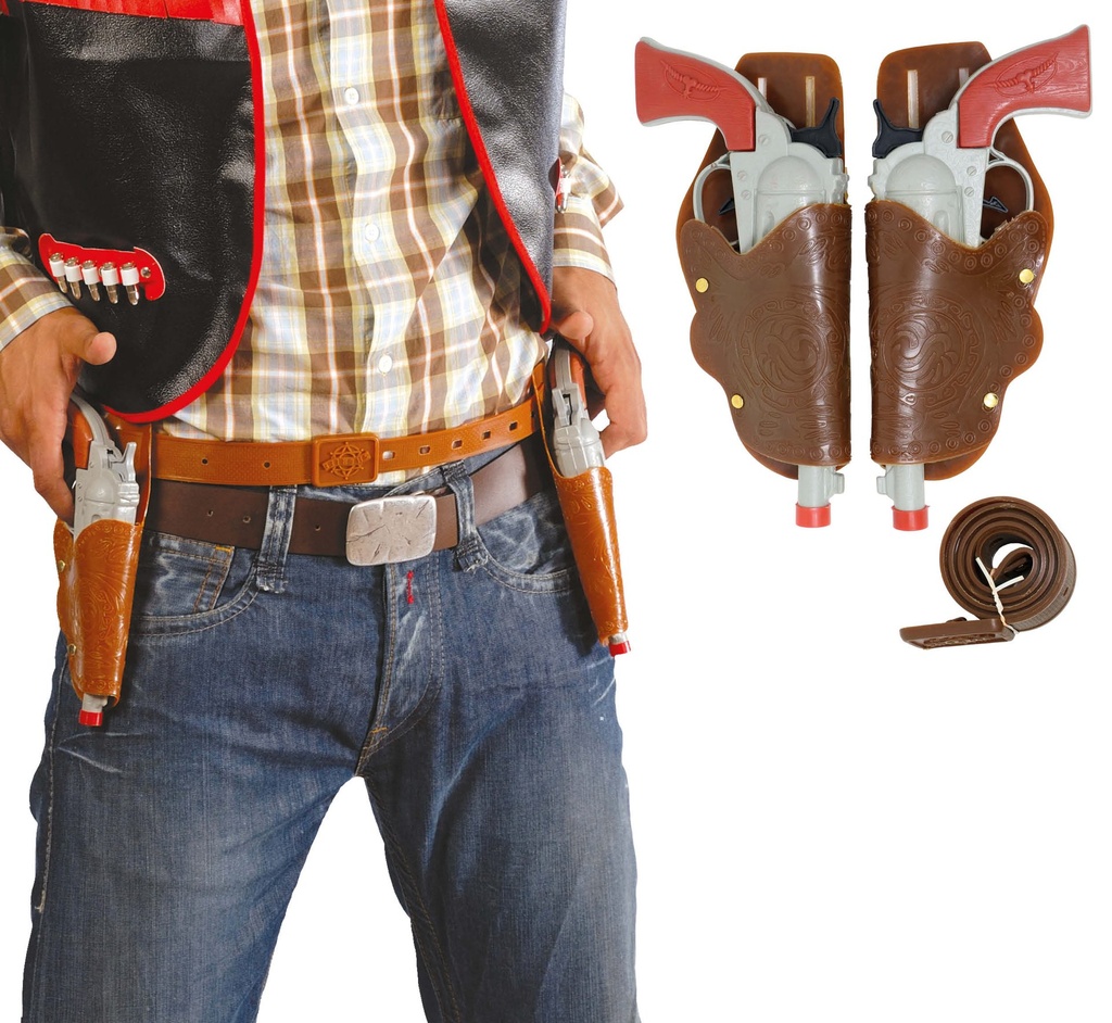 [140780] Cartuchera Doble con 2 Pistolas Adulto