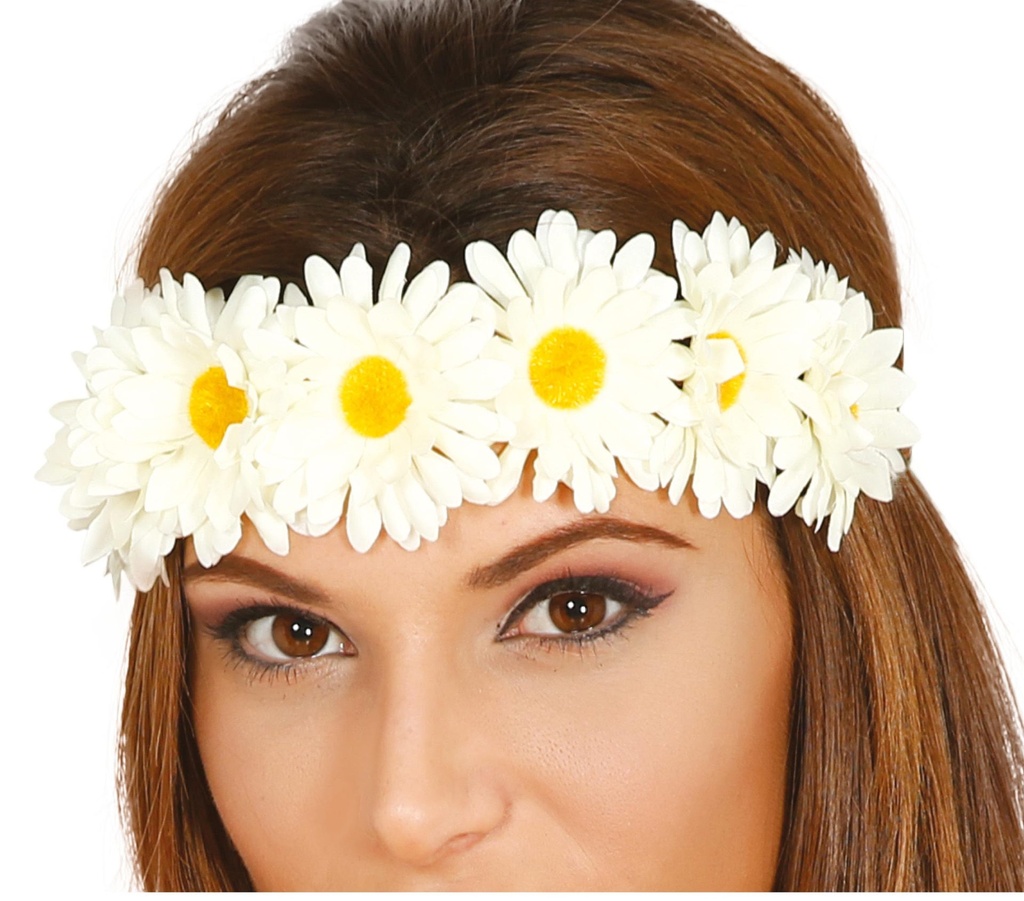 [143656] Diadema Hippie Flores Blancas