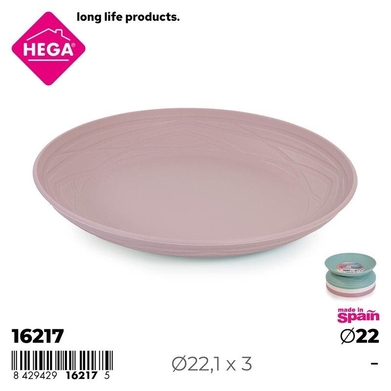 [146998] PLATO LLANO VAJILLA NIDO SURTIDO PASTEL 22 CM