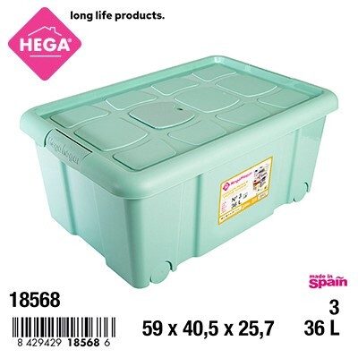 [147033] CAJA Nº 3 NEW BOX CON CIERRES ANTIPOLILLA Y RUEDAS VERDE 36 LTS