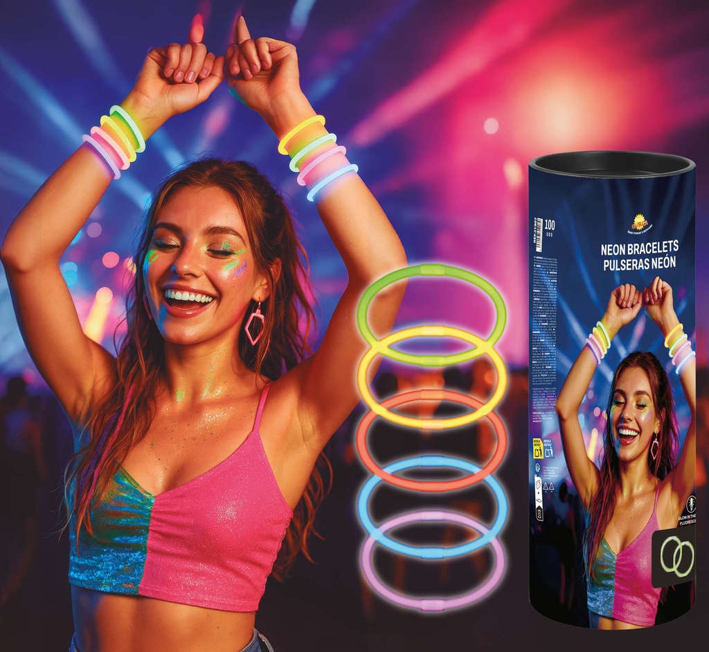 [148766] Pulseras Luz Neon 15 PZAS
