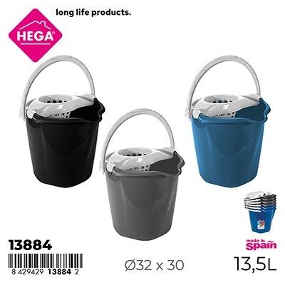 [148948] CUBO FREGONA STAR REDONDO NEGRO 13.5 LTS