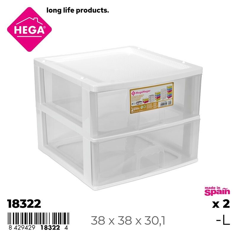 [148960] CAJONERA EIFFEL MODULAR 2 CAJONES BLANCO TRANSPARENTE