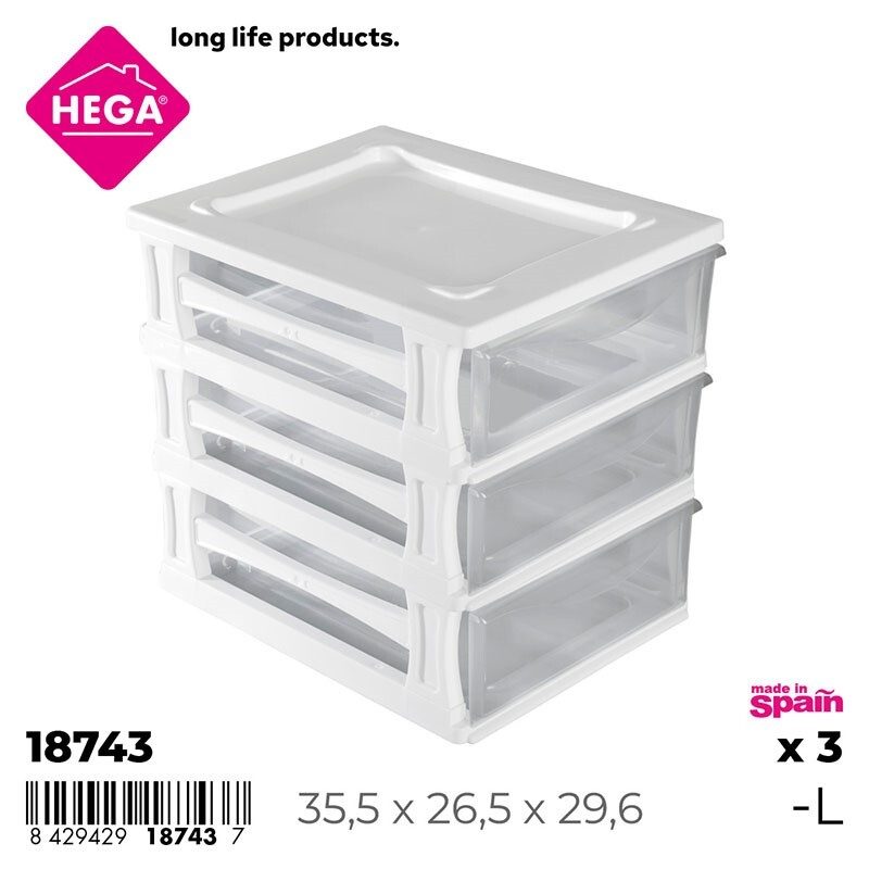 [148970] CAJONERA KREMLIN MULTICOMBI BLANCO TRANSPARENTE 3 CAJONES