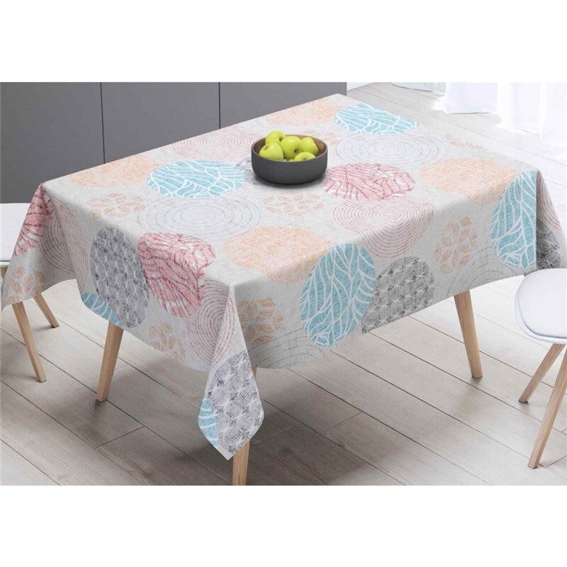 [120877] MANTEL HULE ESTAMPADO TURQUESA/AMARILLO/ROJO 140CM 20MTS