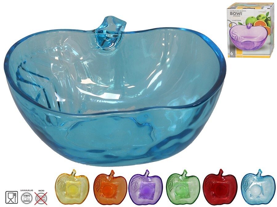 [136268] BOWL MANZANA CRISTAL 6 SURTIDOS 12.5 X 13 X 4.7 CM