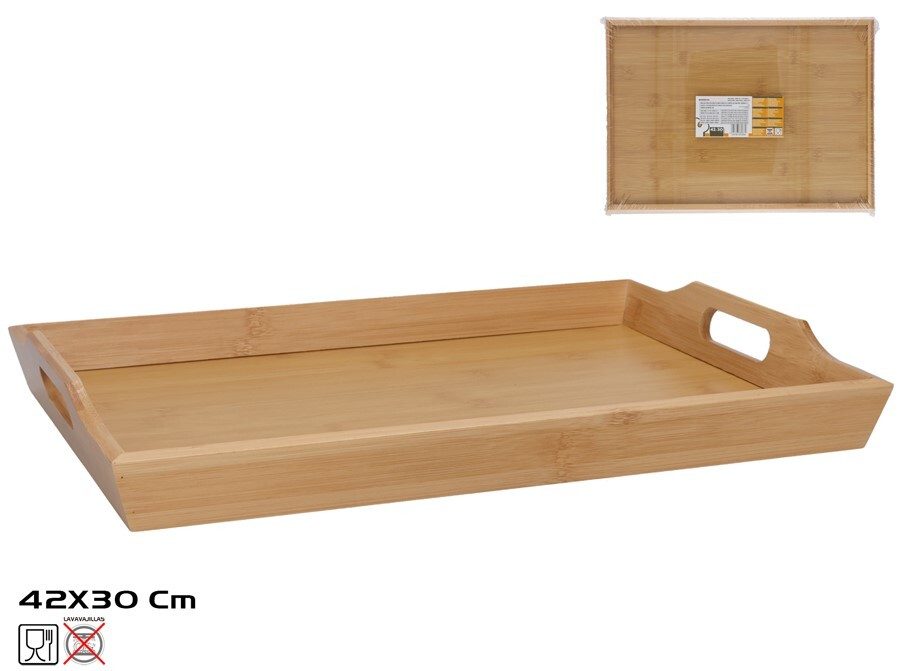 [138874] BANDEJA BAMBU CON ASAS 42 X 30 CM
