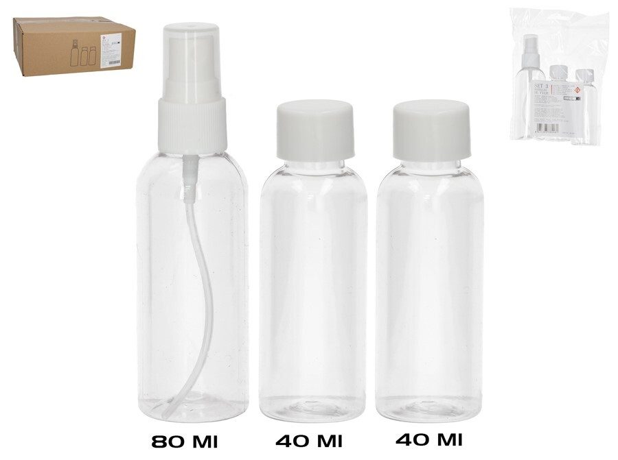 [139356] BOTELLAS DE VIAJE SURTIDAS 3 UDS