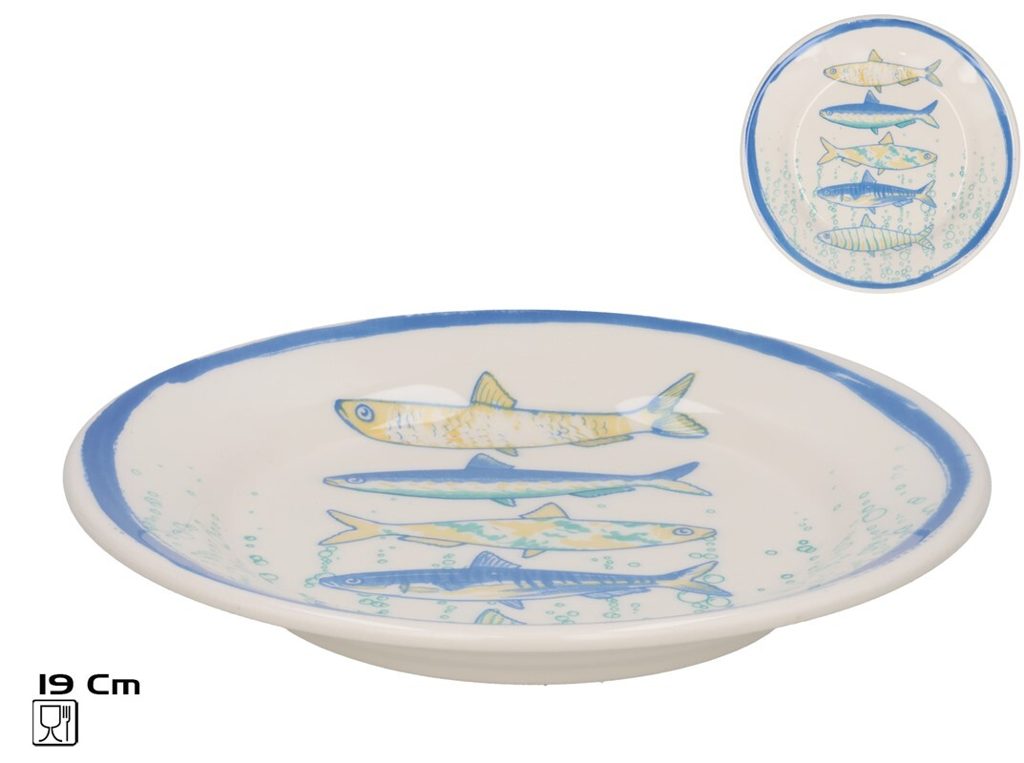 [145400] PLATO POSTRE PECES 19 CM