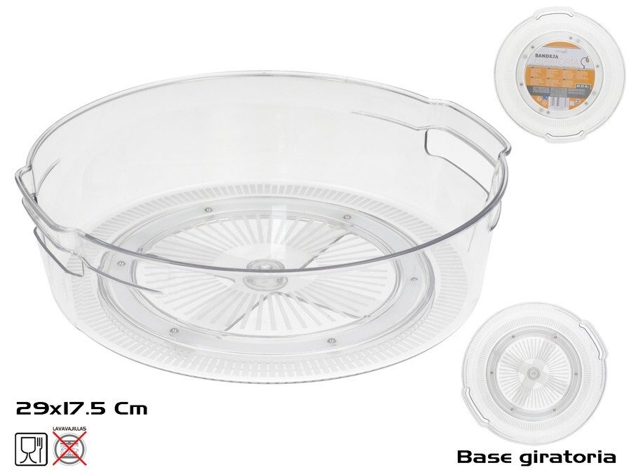 [149971] BANDEJA GIRATORIA TRANSPARENTE 29 X 27 X 8 CM