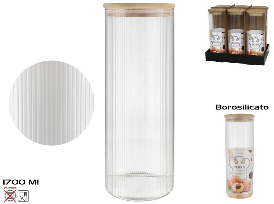 [149980] TARRO BOROSILICATO TAPA BAMBO ELEN 1700 ML