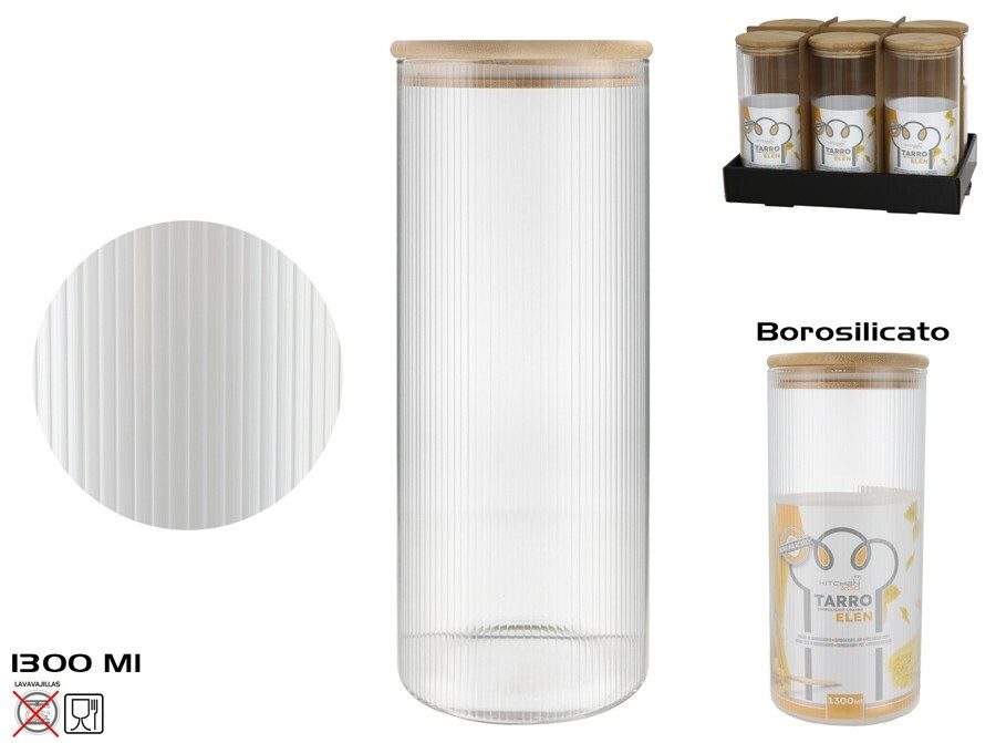 [149981] TARRO BOROSILICATO TAPA BAMBO ELEN 1300 ML