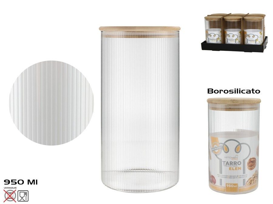 [149982] TARRO BOROSILICATO TAPA BAMBO ELEN 950 ML