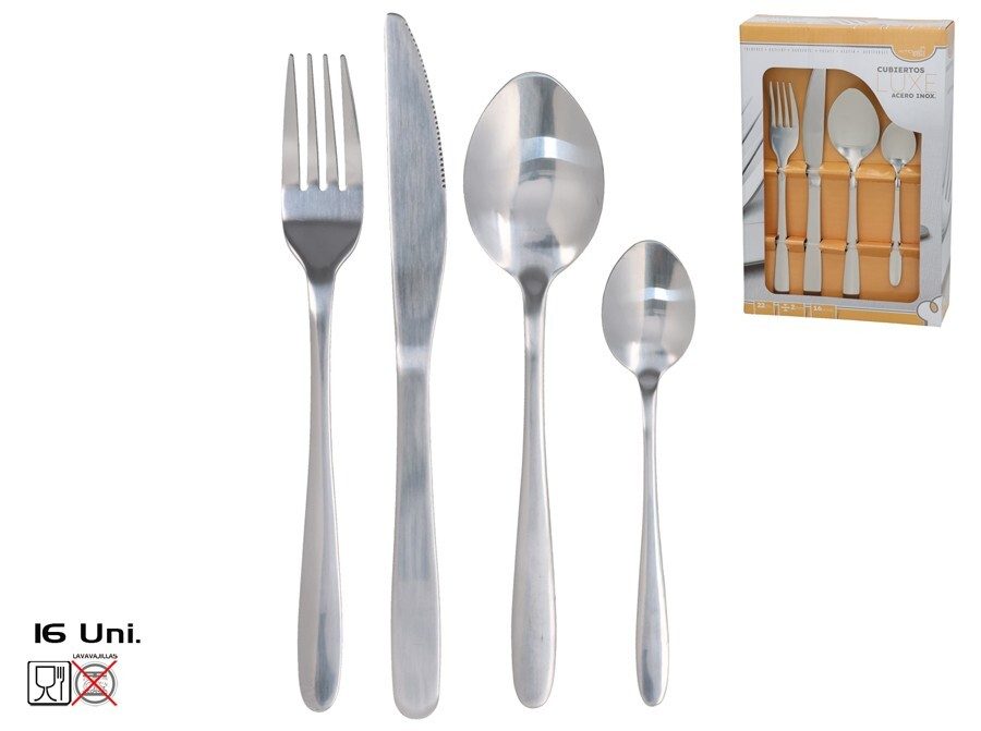 [149987] CUBIERTOS ACERO INOX LUXE BRILLO 16 PZAS