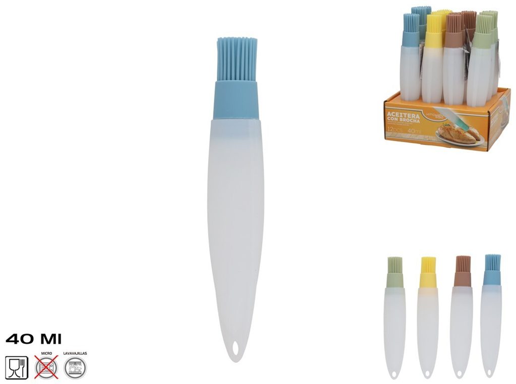 [150005] ACEITERA SILICONA CON BROCHA 4 SURTIDOS 40 ML