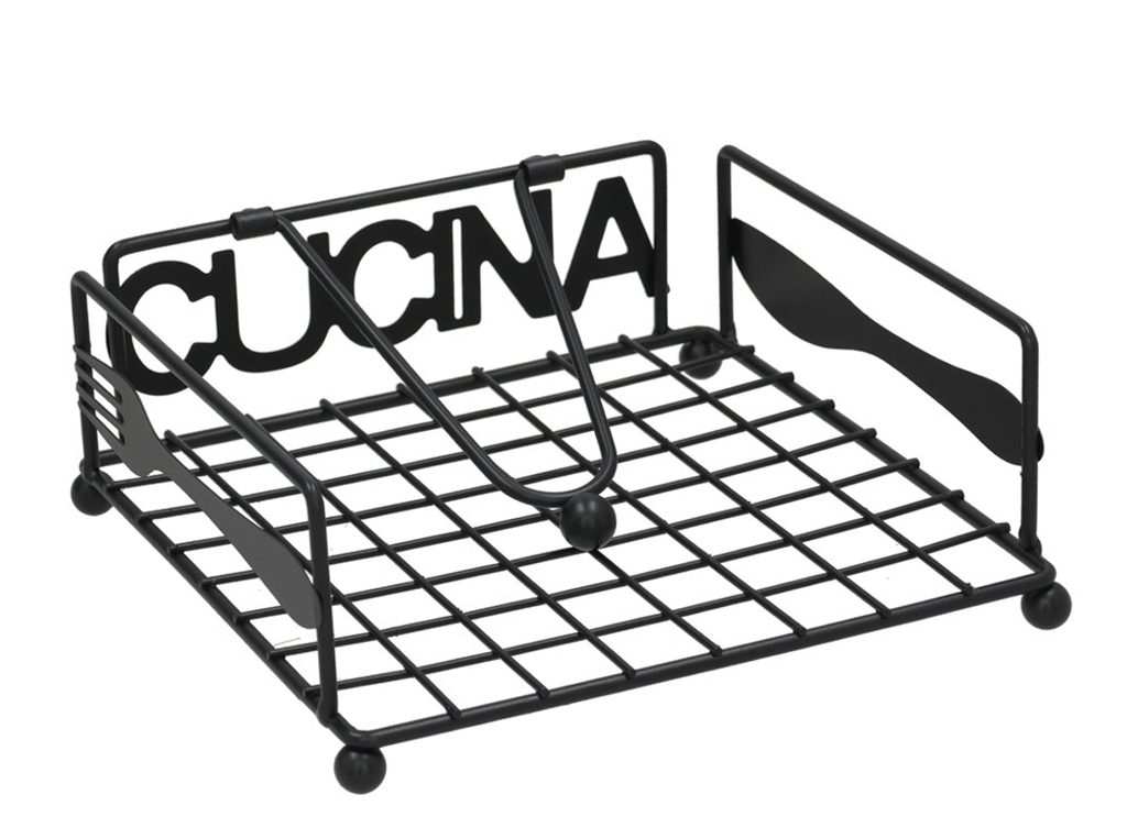 [150008] SERVILLETERO METAL CUCINA NEGRO 18 X 18 X 7 CM