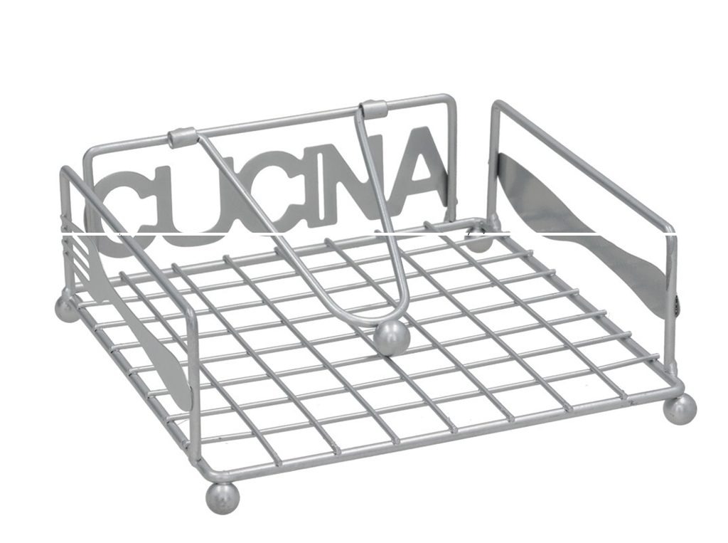 [150009] SERVILLETERO METAL CUCINA PLATA 18 X 18 X 7 CM