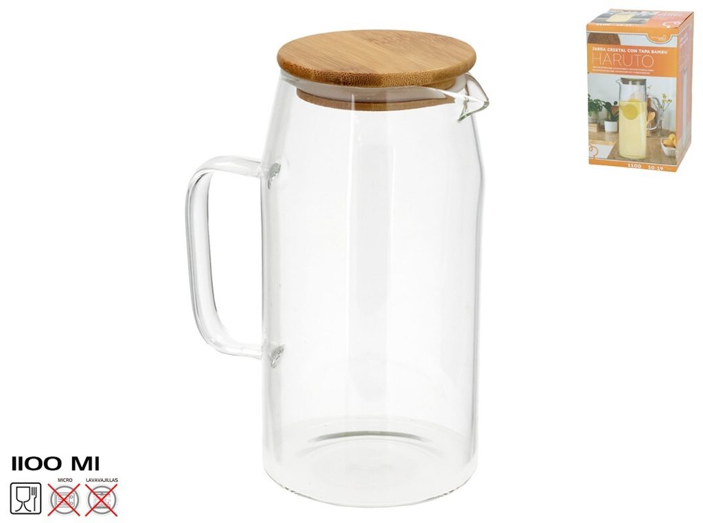 [150018] JARRA CRISTAL CON TAPA BAMBU HARUTO 1.1 LTS