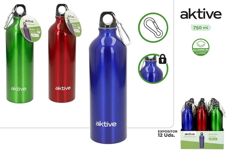 [100537] Botella Aluminio con Mosqueton 750 ML