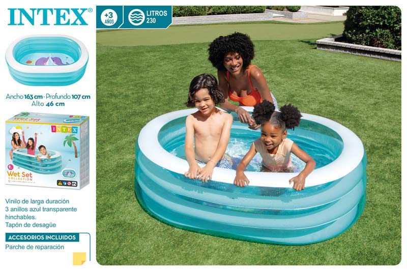 [100615] Piscina Hinchable Oval Dibujos 163 x 107 x 46 CM Intex 230 LTS