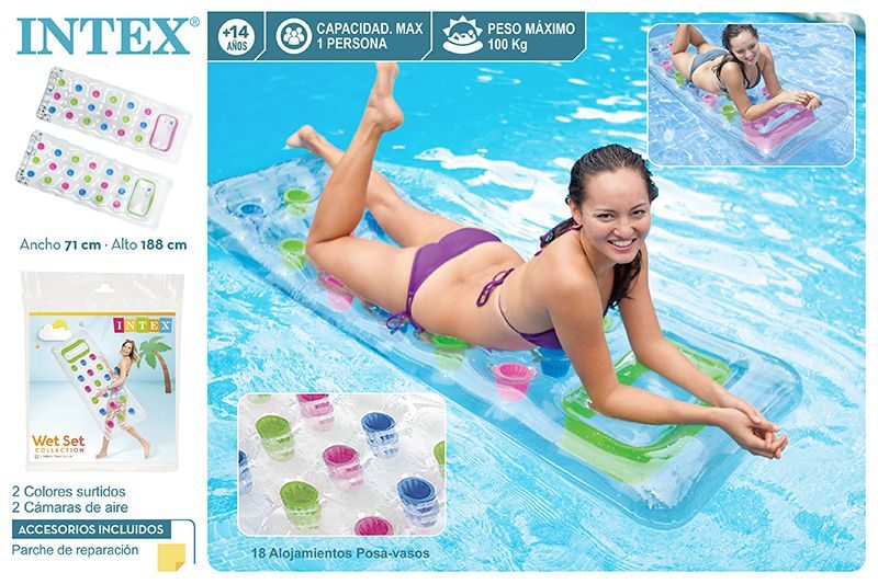[43293] Colchoneta Transparente 18 Vasos 188 x 71 CM Intex