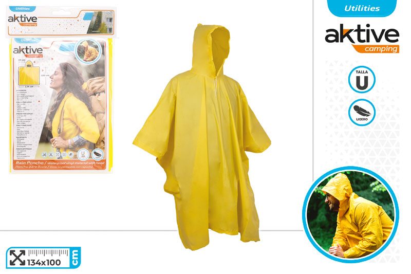 [91932] Poncho Amarillo Adulto Talla Unica 134 x 100 CM