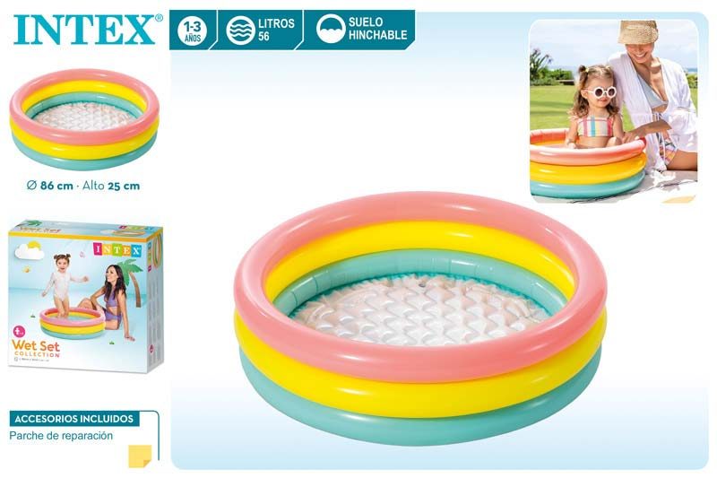 [104117] Piscina 3 Aros Bebe Sunset Suelo Acolchado Intex 86 x 25 CM