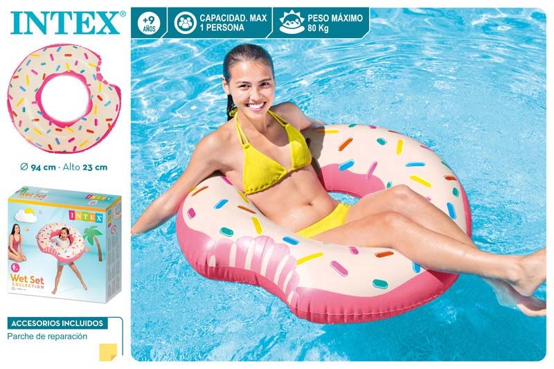 [104300] Rueda Donut Rosa Mordisco Intex 107 x 99 CM