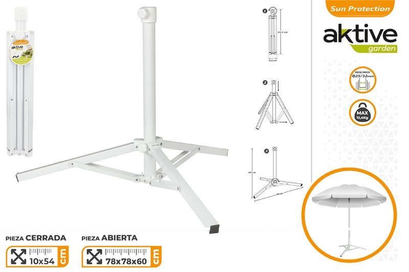 [104744] Pie Parasol 3 Patas Plegable Blanco