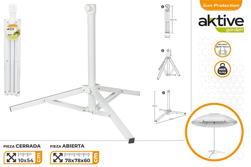 [104744] Pie Parasol 3 Patas Plegable Blanco