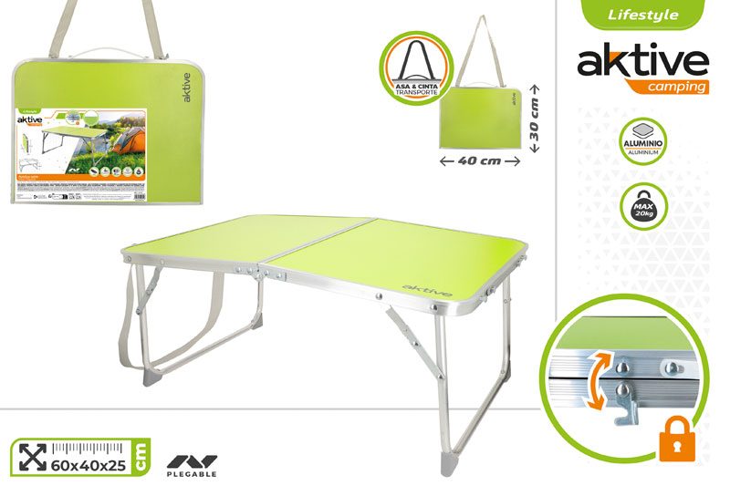 [104957] Mesa Camping Plegable Playa Aluminio 60 x 40 x 25 CM