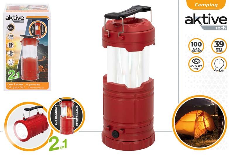 [126484] Linterna Camping 3 Funciones Roja Aktive