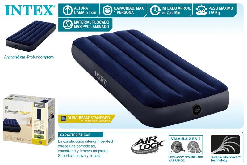 [129378] Cama Aire Dura-Beam Standard Azul 76 x 1.91 x 25 CM