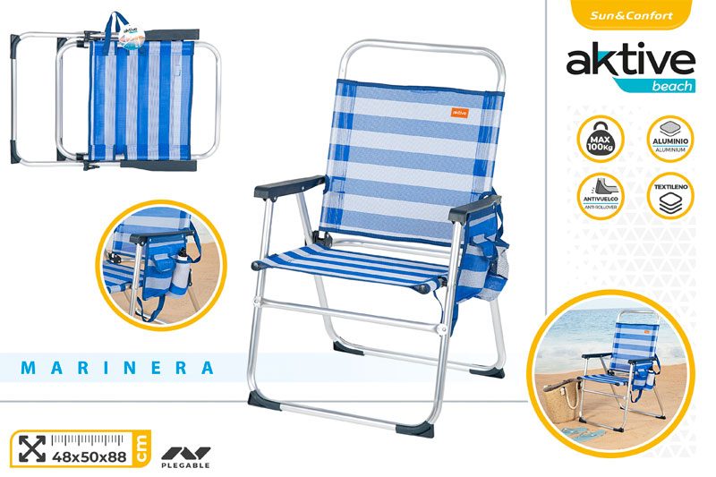 [135031] Silla Plegable Aluminio Fija 48 x 50 x 88 CM