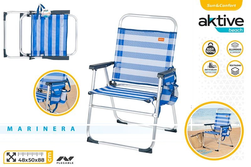 [135031] Silla Plegable Aluminio Fija 48 x 50 x 88 CM