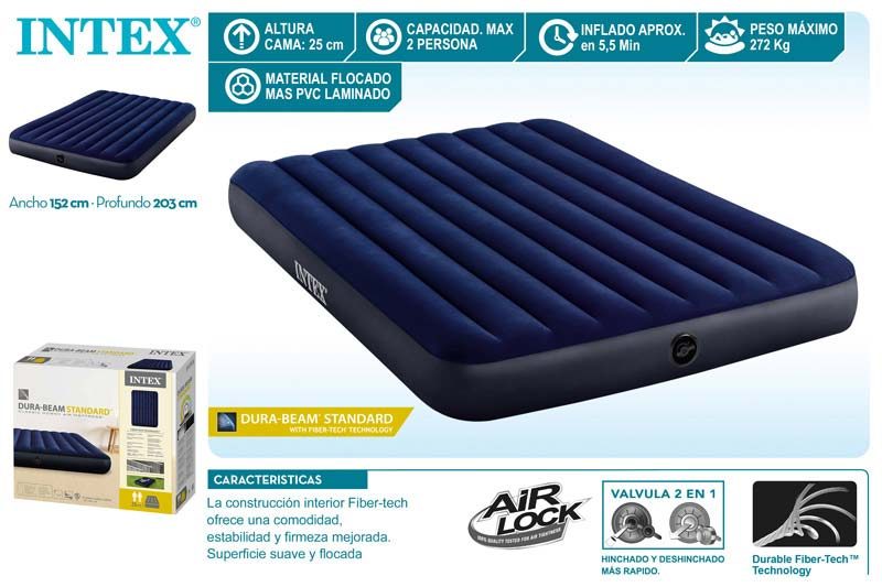 [142441] Cama Aire Dura Beam-Standard Azul Intex 152 x 2.03 x 25 CM