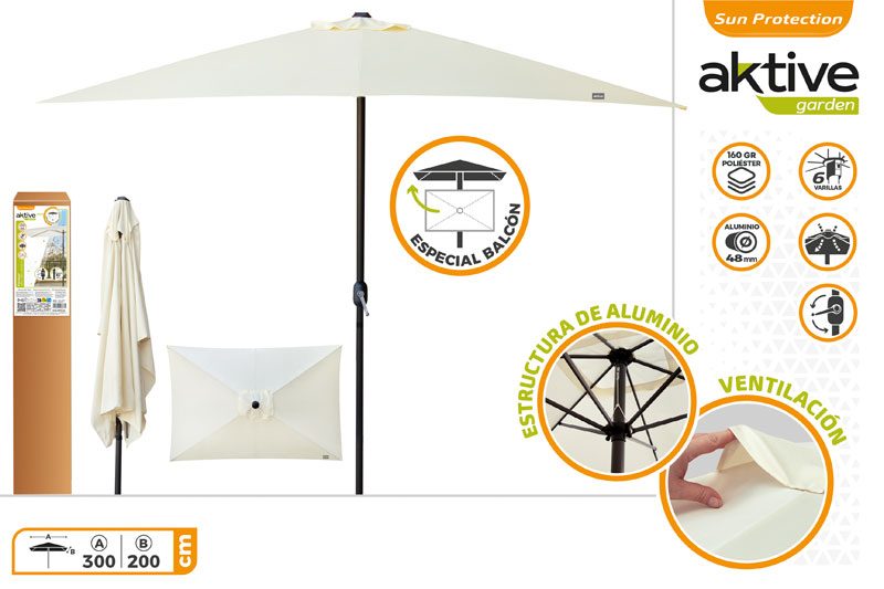 [143805] Parasol Blanco con Chimenea 300 x 200 CM