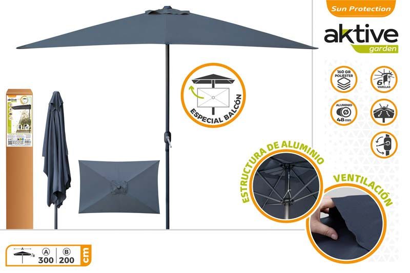[143806] Parasol Antracita con Chimenea 300 x 200 CM