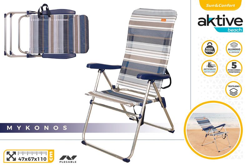 [149645] Silla Plegable Aluminio Azul 5 Posiciones
