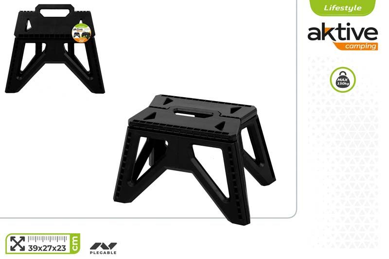 [149646] Taburete Plegable Plastico Negro 39 x 27 x 23 CM