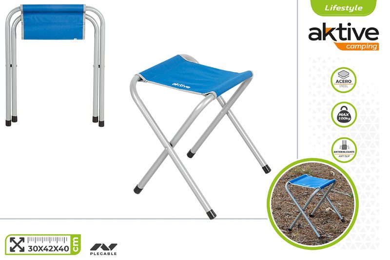 [149648] Taburete Camping Plegable Azul