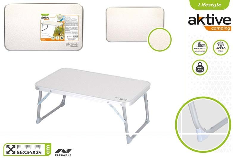 [149650] Mesa Playa Portatil Plegable Marmoleada 56 x 34 x 24 CM