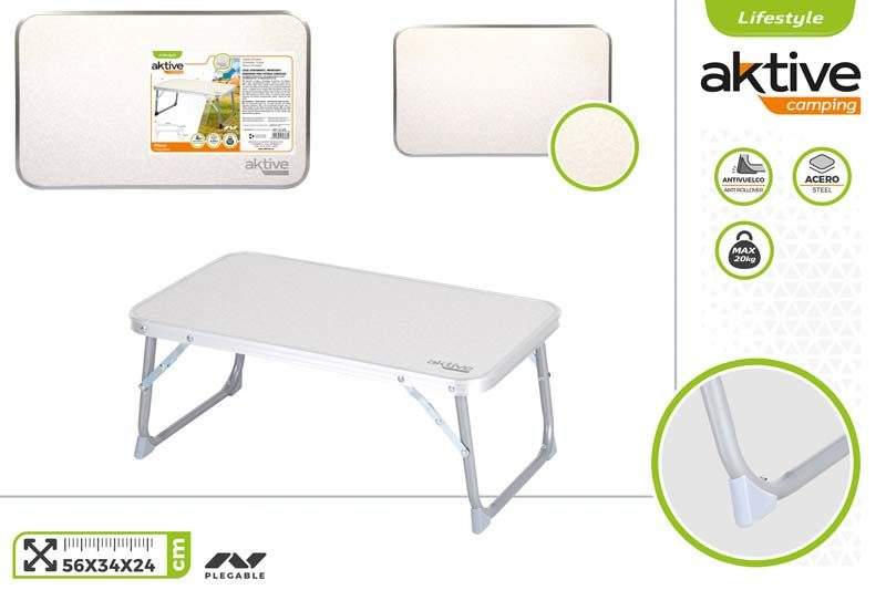 [149650] Mesa Playa Portatil Plegable Marmoleada 56 x 34 x 24 CM