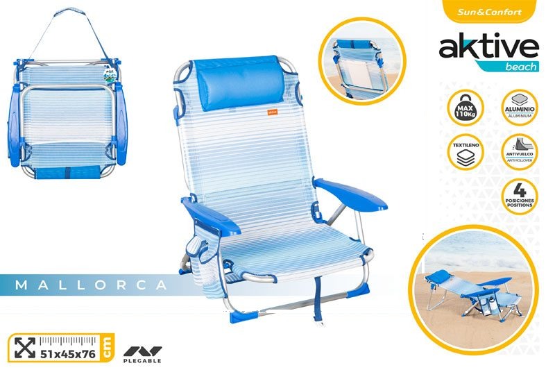 [149658] Silla Plegable Aluminio con Cojin 51 x 45 x 76 CM