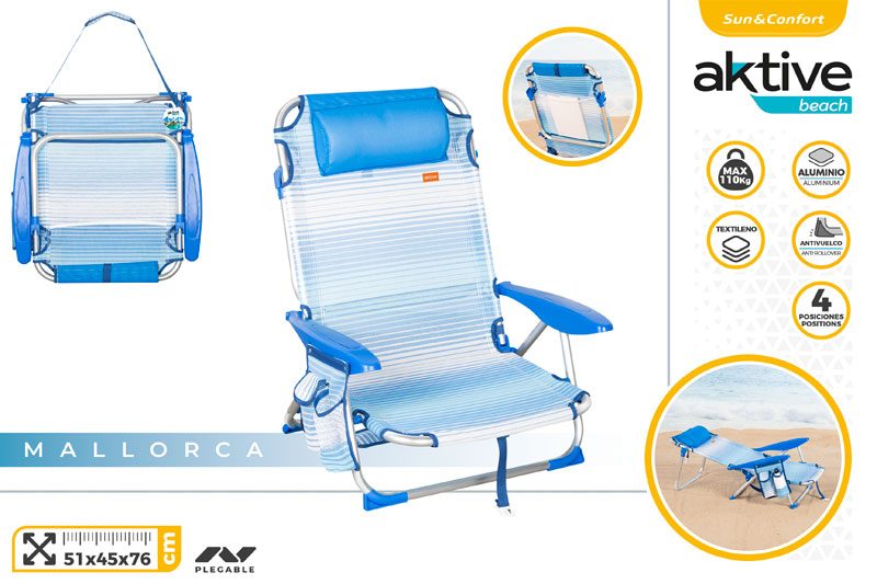 [149658] Silla Plegable Aluminio con Cojin 51 x 45 x 76 CM