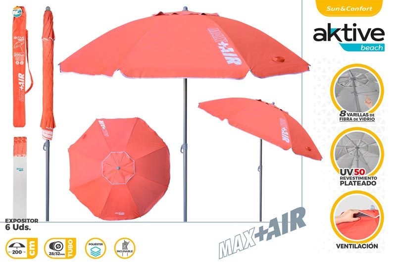 [149665] Sombrilla Color Liso con Funda Tubo 28/32 MM 200 CM