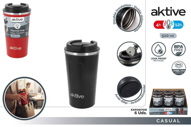 [150078] Vaso Termico Acero INOX Negro 510 ML