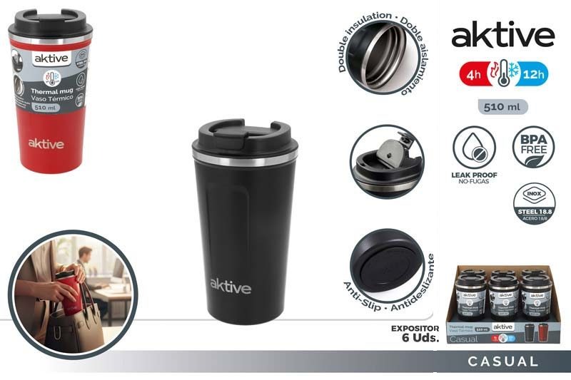 [150078] Vaso Termico Acero INOX Negro 510 ML