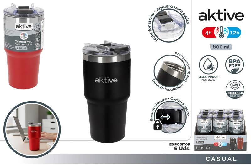 [150080] Vaso Termico Acero INOX Rojo 600 ML