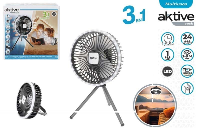 [150096] Lampara LED Multiusos + Ventilador Recargable